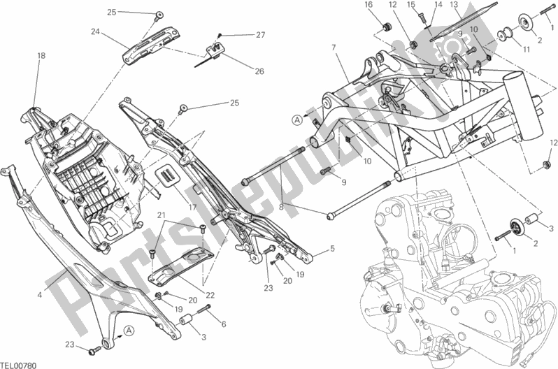 Todas las partes para Marco de Ducati Hypermotard Hyperstrada Brasil 821 2015